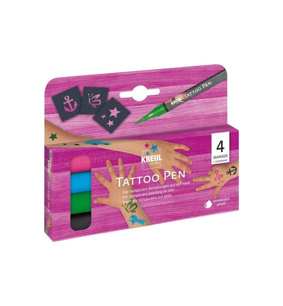 Peinture à effets Kreul Tattoo Pen Ancre 4 pièces, Multicolore