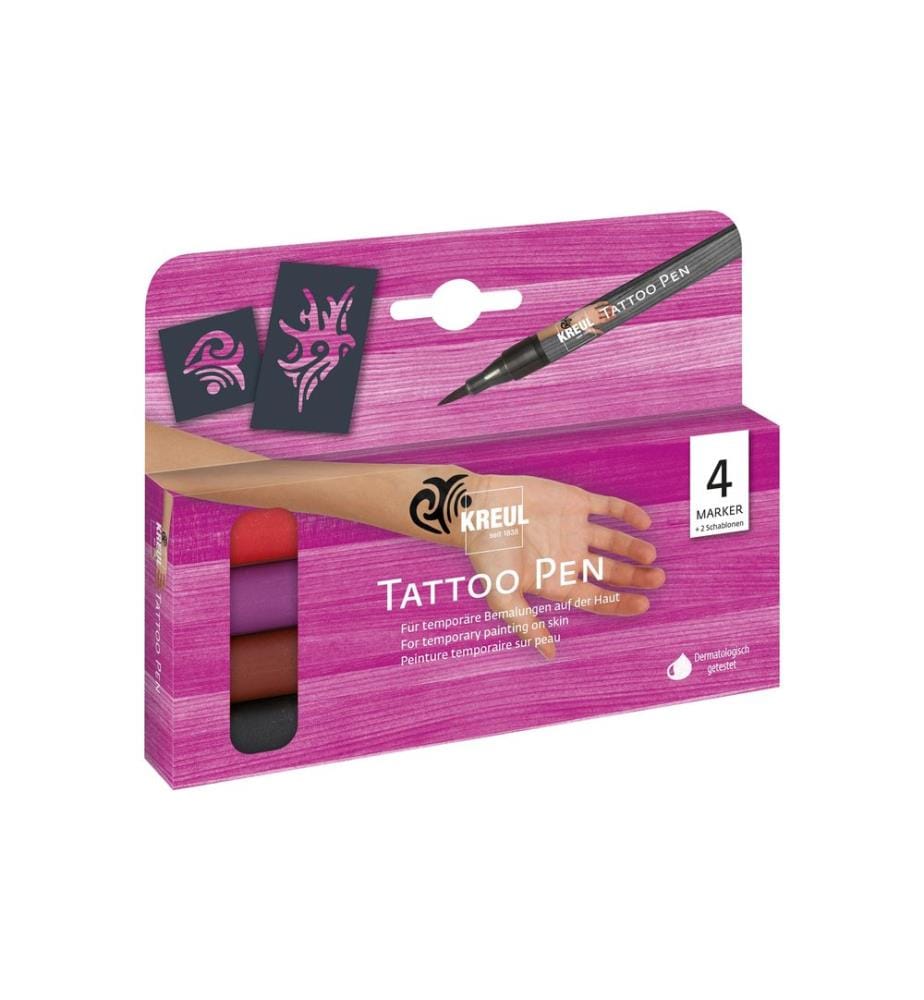 Kreul Peinture à effets Tattoo Pen Tribals 4 pièces, Multicolore