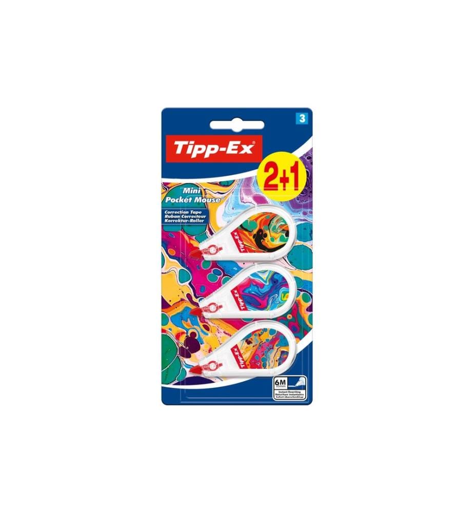 Tipp-Ex Roller correcteur Mini Pocket Mouse Decors 6 m x 5 mm, 3 pcs
