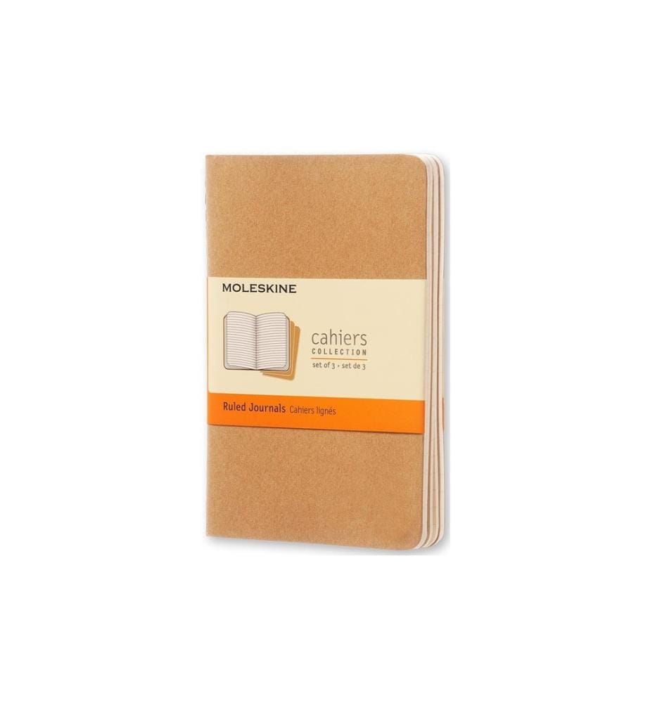 Carnet de notes Moleskine A6 Ligné, Marron clair, 3 pièces