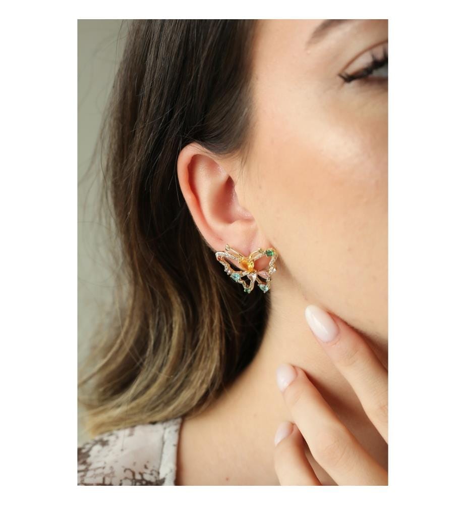 Boucles d'oreilles en zircon - Mélange de couleurs