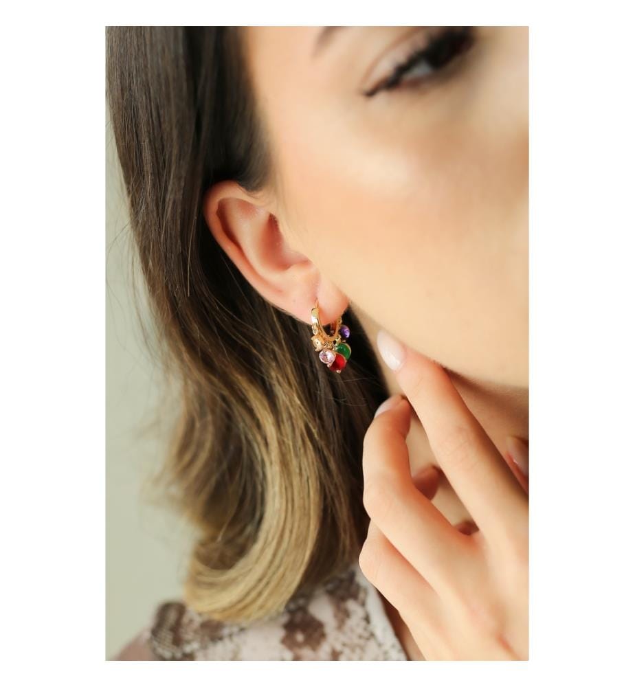 Boucles d'oreilles en zircon - Mélange de couleurs
