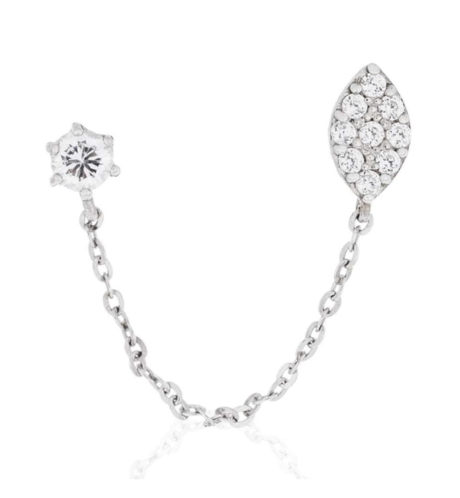 Bijou d'oreille 1 Pièce, Princière, Or Blanc