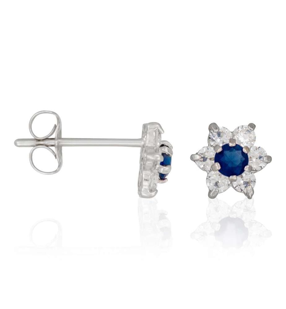 Boucles d'Oreilles Le Messager Bleu - Or Blanc 375/1000 et Zirconium