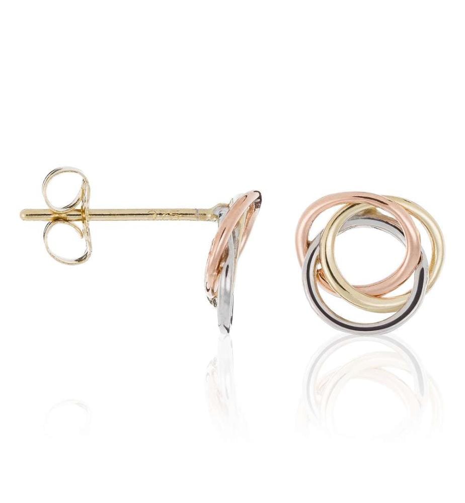 Boucles d'Oreilles Croisade - Or Jaune, Blanc et Rose 375/1000 et Zirconium