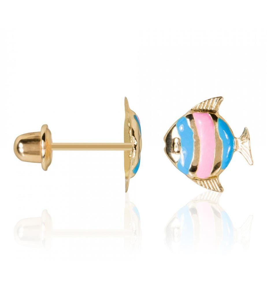 Boucles d'Oreilles Poisson heureux - Or Jaune 375/1000