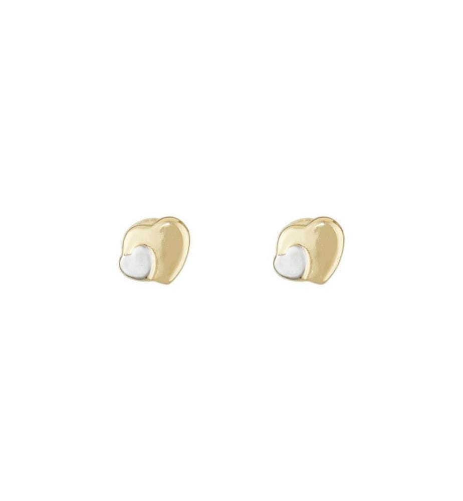 Boucles d'Oreilles Petit Coeur - Or Bicolore 375/1000