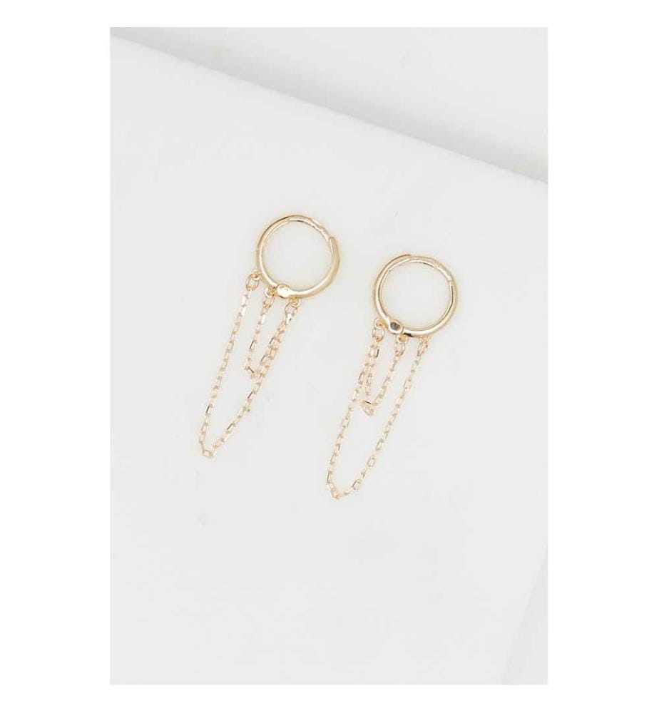Boucles d'Oreille Double Chaine 9mm - Or Jaune 375/1000
