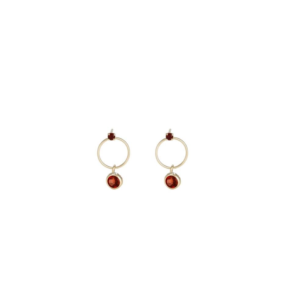 Boucle d'oreilles "Anneau de Grenat" - Or Jaune