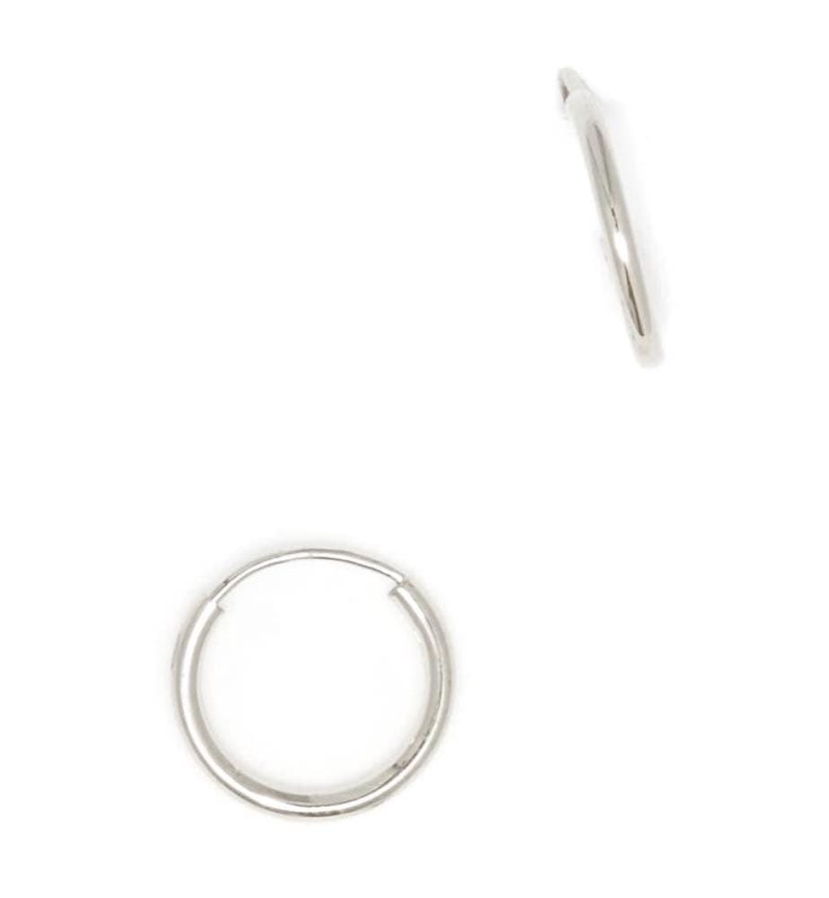 Boucles d'Oreilles Créoles Simplicité 12 mm Or Blanc 375/1000