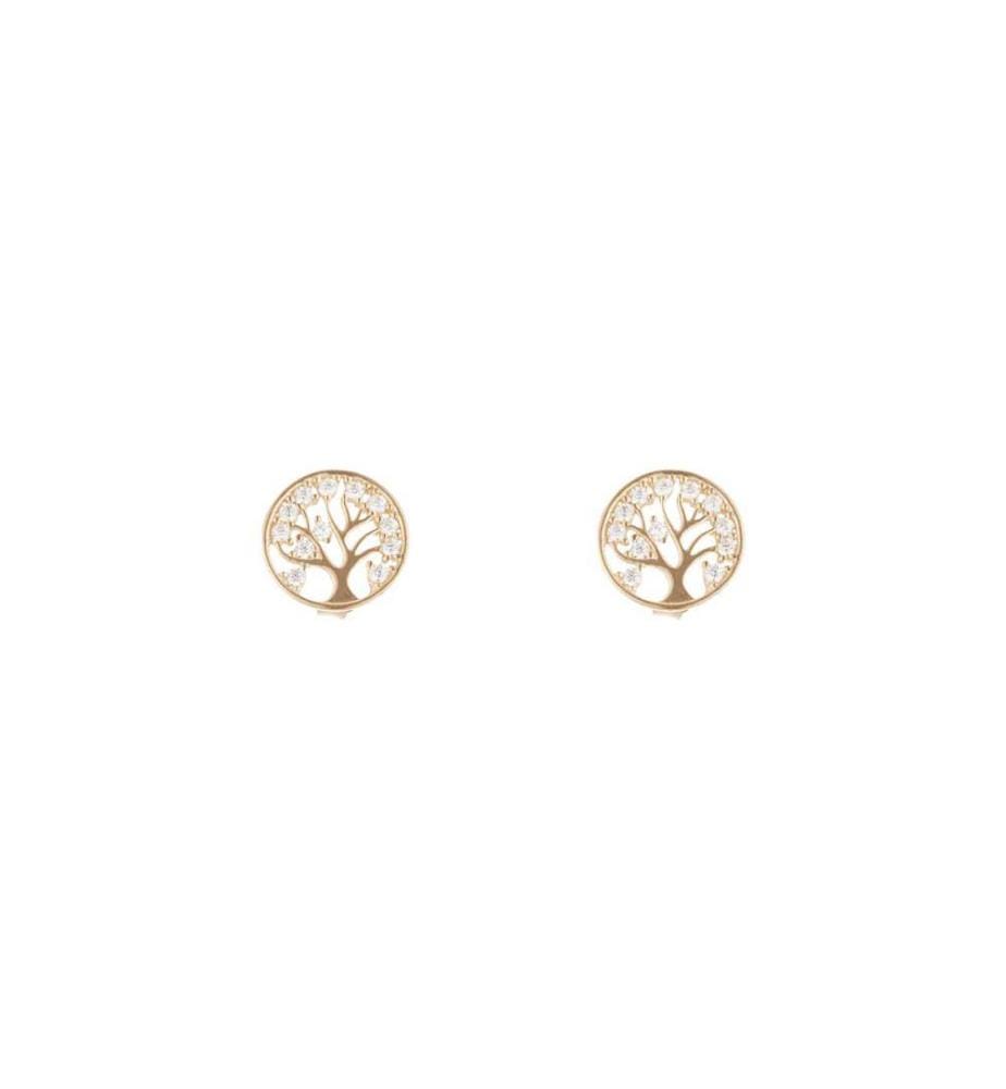 Boucles d'Oreilles Arbre de Vie - Or Jaune 375/1000 et Zirconium