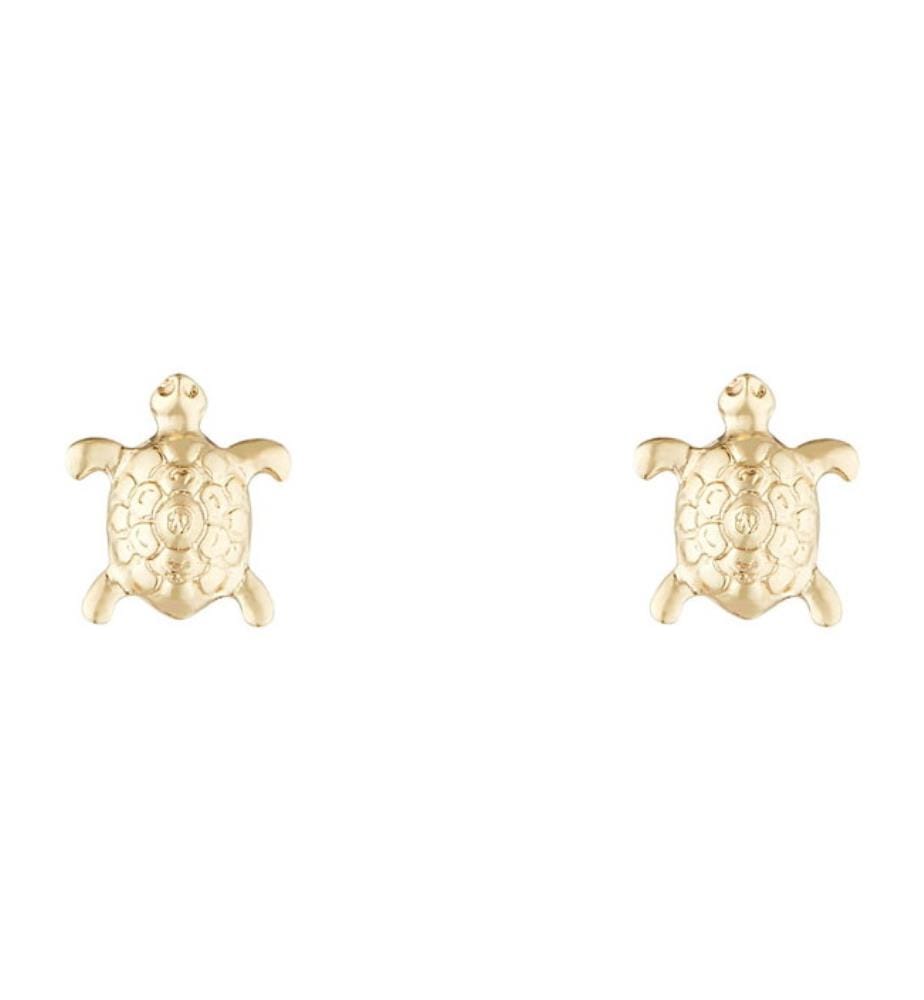 Boucles d'Oreilles Enfant Jolie Tortue - Or Jaune 375/1000