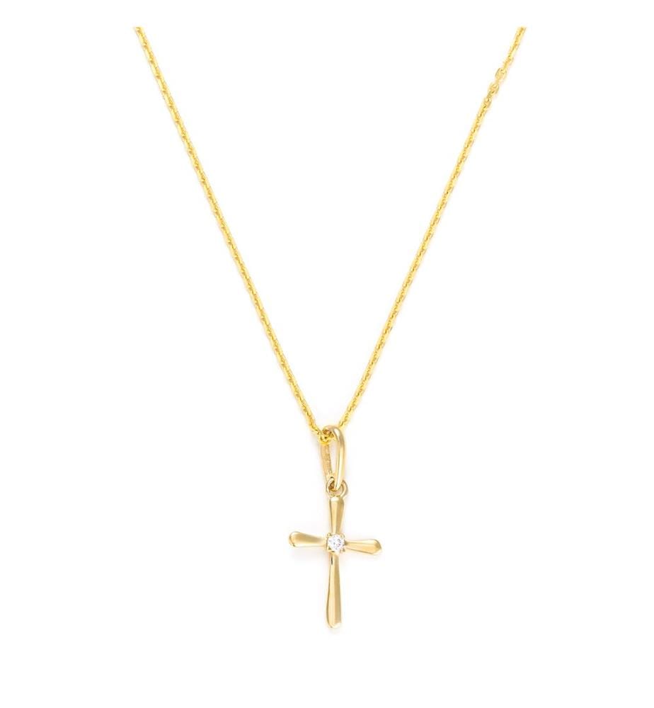 Pendentif Croix honneteté - Or Jaune et Zirconium