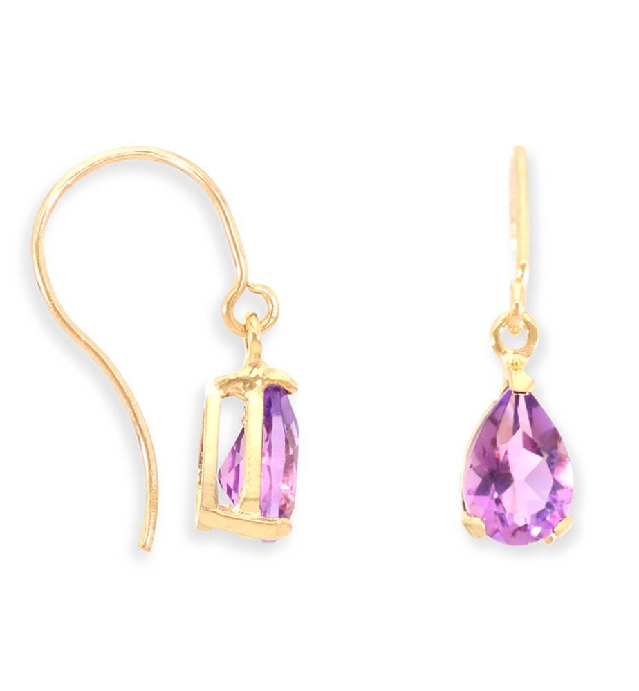 Boucles d'Oreilles Scintillante Purple - Or Jaune 375/1000