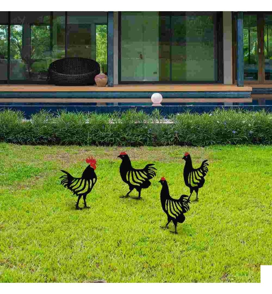 Set d'accessoires décoratifs en métal pour le jardin, noir, métal