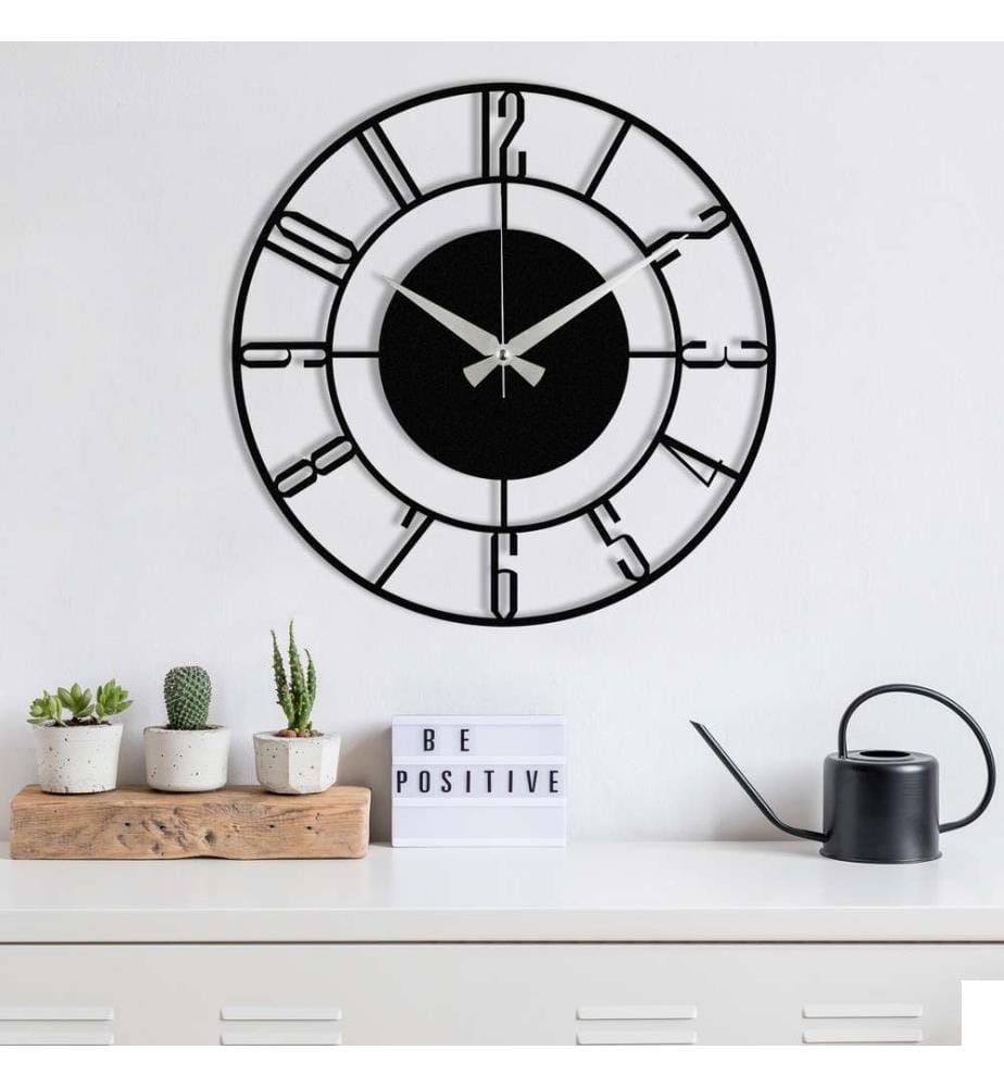 Horloge murale décorative en métal, noir, métal