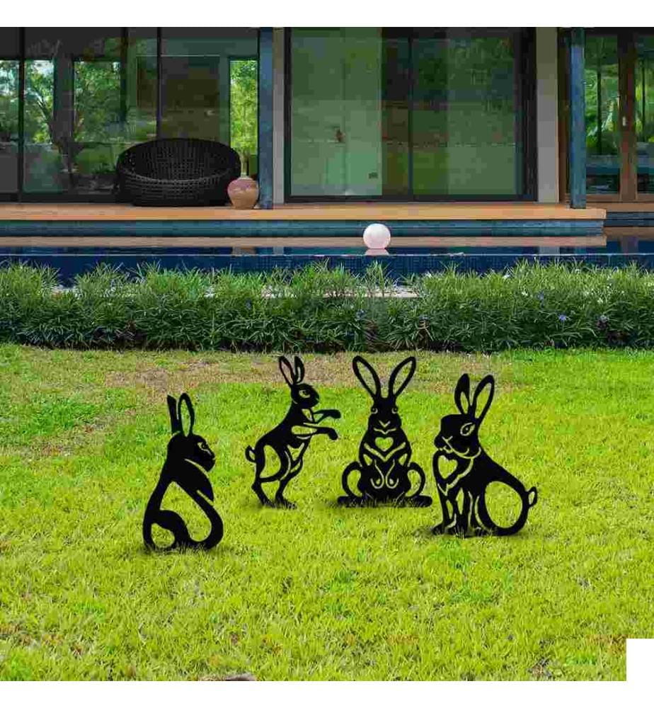 Set d'accessoires décoratifs en métal pour le jardin, noir, métal