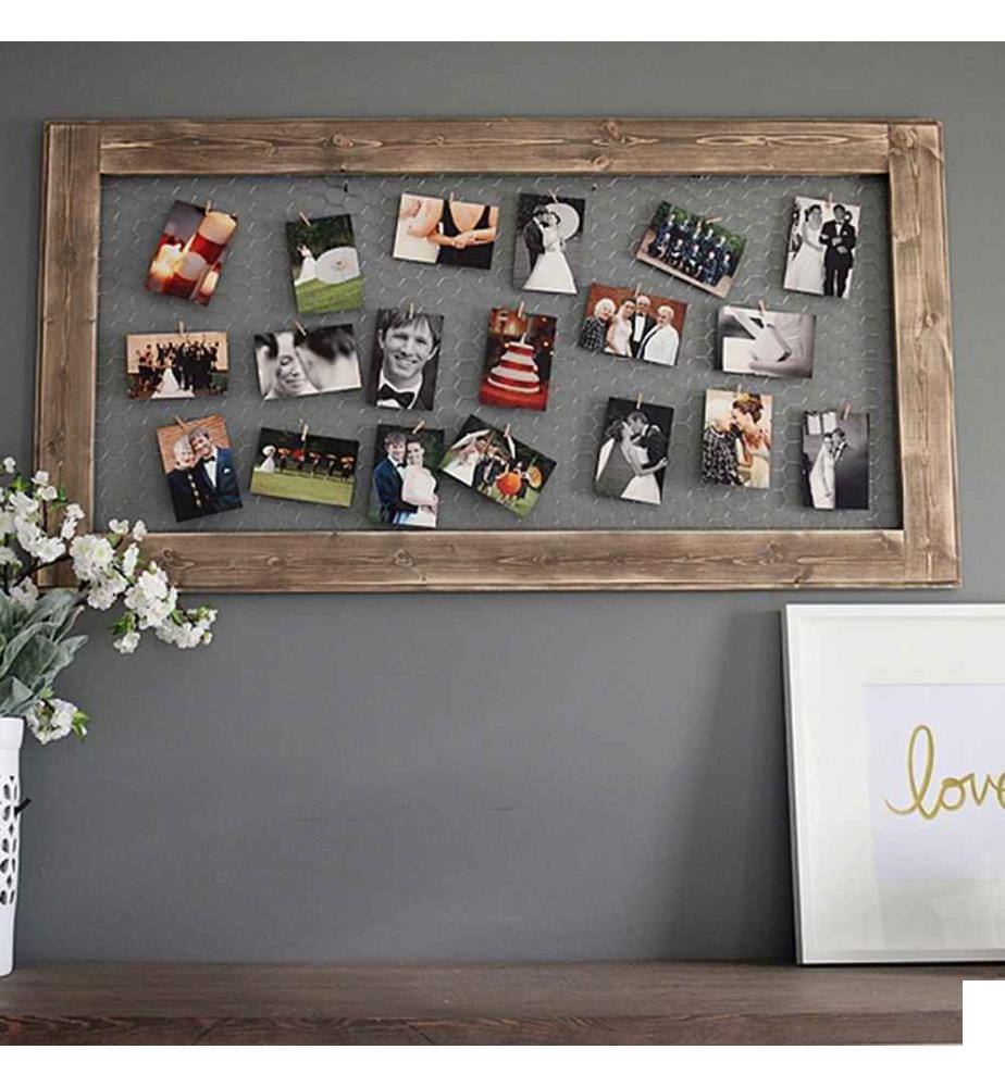 Porte-photos en bois, marron, bois massif