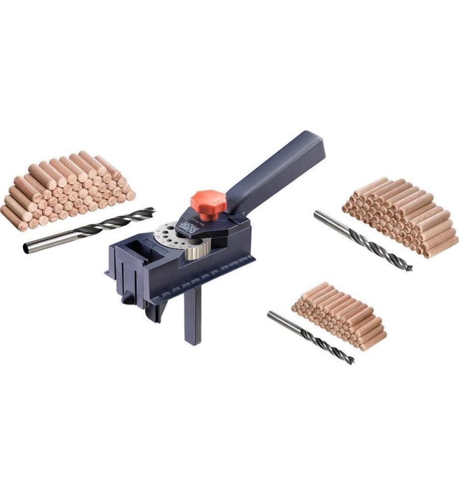 Gabarit de perçage pour chevilles kwb avec chevilles en bois et foret hélicoïdal
