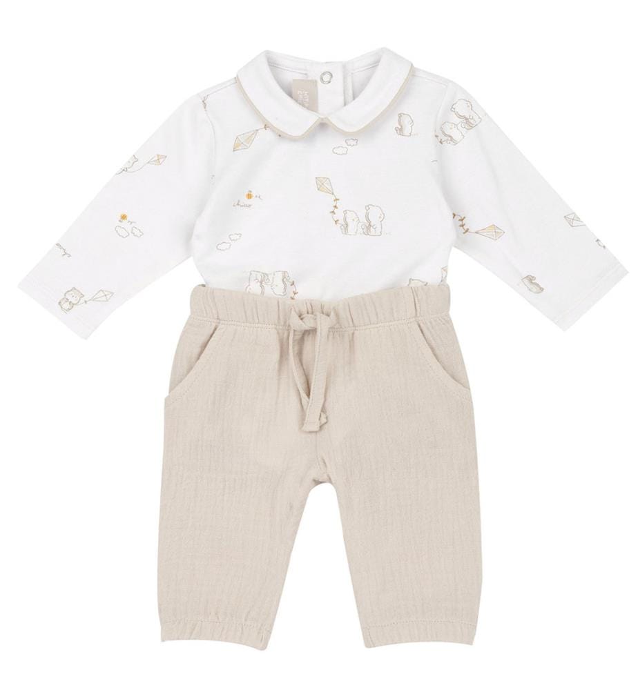 Ensemble bodies et pantalon - Blanc et Beige