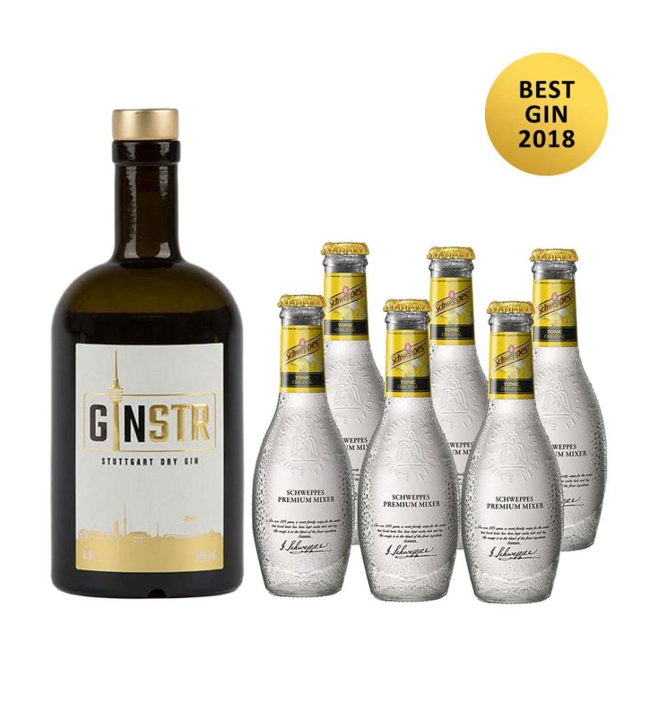 GinSTR Stuttgart Dry Gin & 6 Schweppes Premium Tonic - 50 cl + 6 x 20 cl