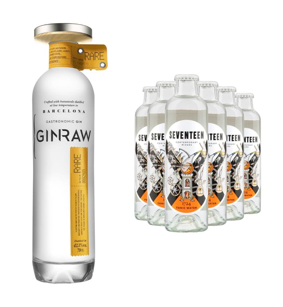 GinRAW Gastronomic Gin + 6x 1724 Tonic Water - 1 x 70 cl + 6 x 20 cl