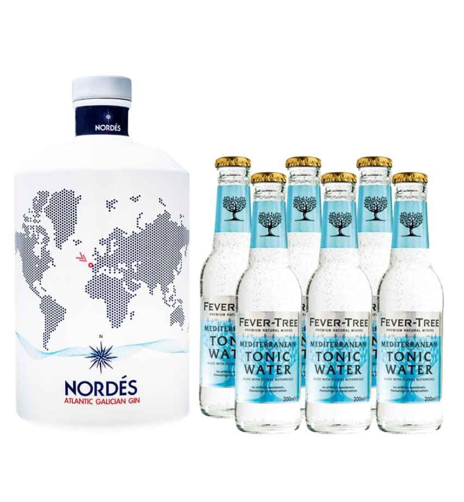 Nordés Atlantic Galician Gin & 6 Fever Tree Mediterranean Tonic - 1 x 70 cl + 6 x 20 cl
