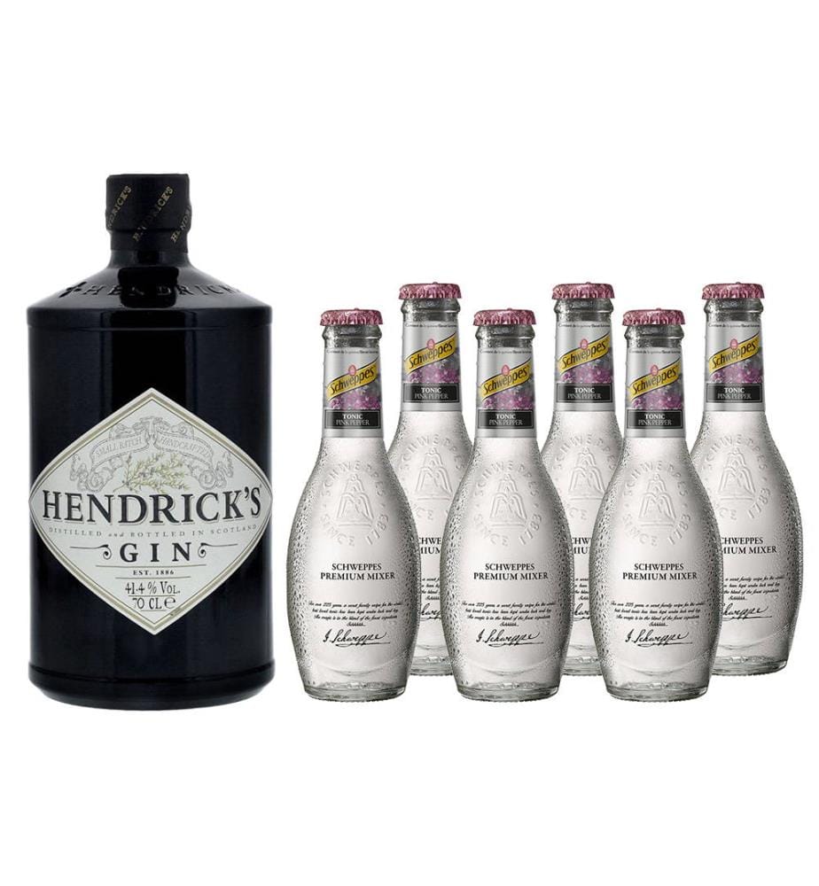 Hendrick's Gin & 6 Schweppes Premium Pink Pepper - 1 x 70 cl + 6 x 20 cl