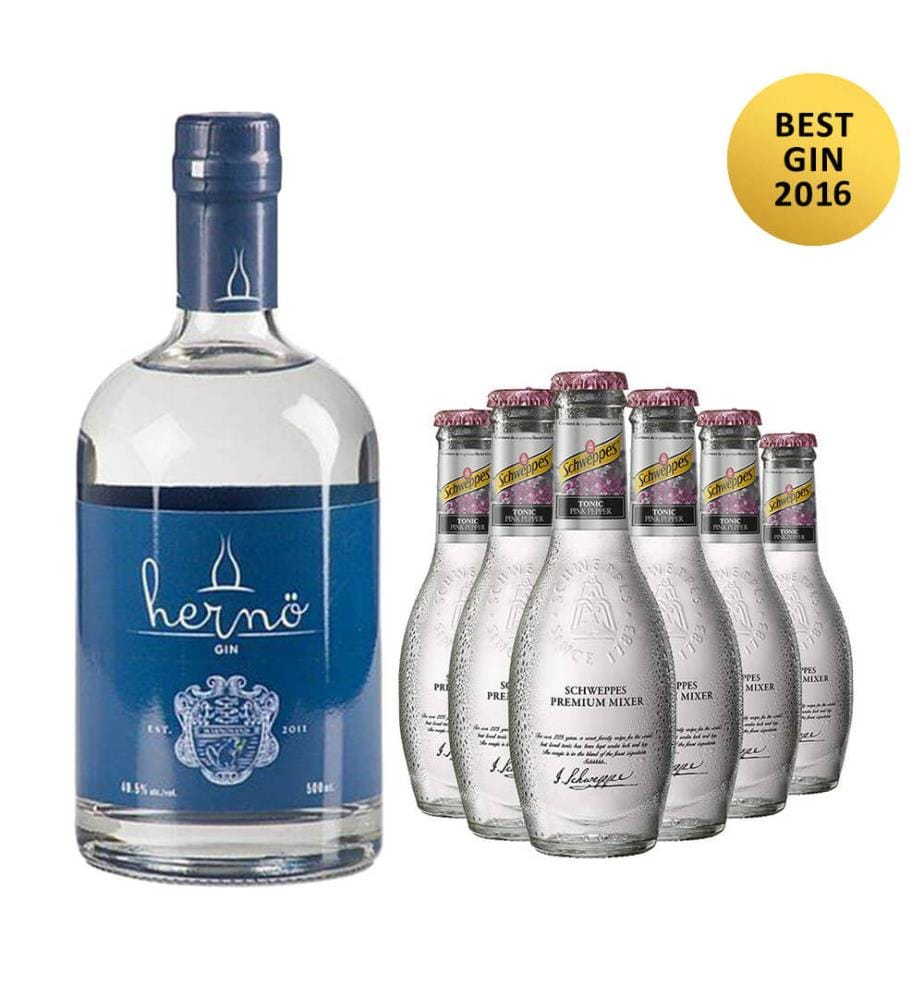 Hernö Gin + 6 Schweppes Premium Pink Pepper - 50 cl + 6 x 20 cl