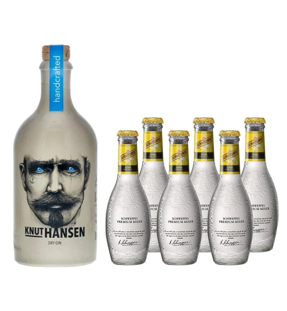 Knut Hansen Dry Gin & 6 Schweppes OriGinal Tonic & Lime - 50 cl + 6 x 20 cl