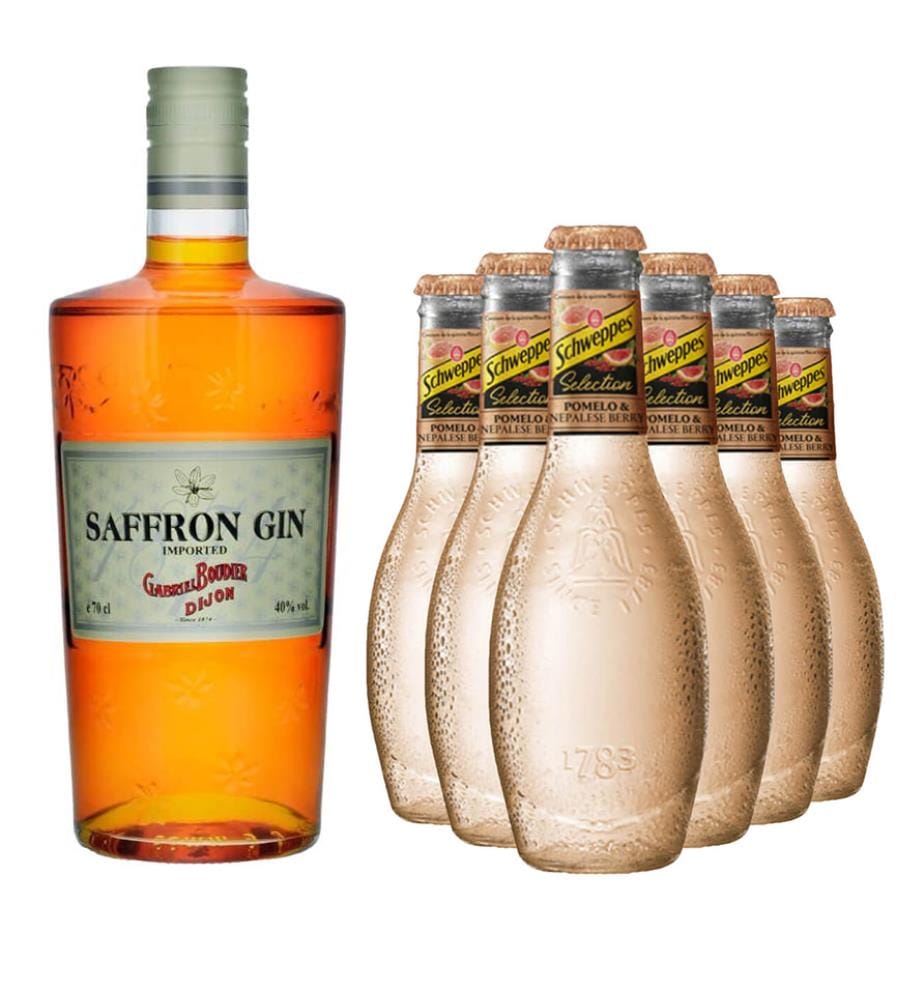 Saffron & 6 Schweppes Premium Pomelo Tonic - 1 x 70 cl + 6 x 20 cl