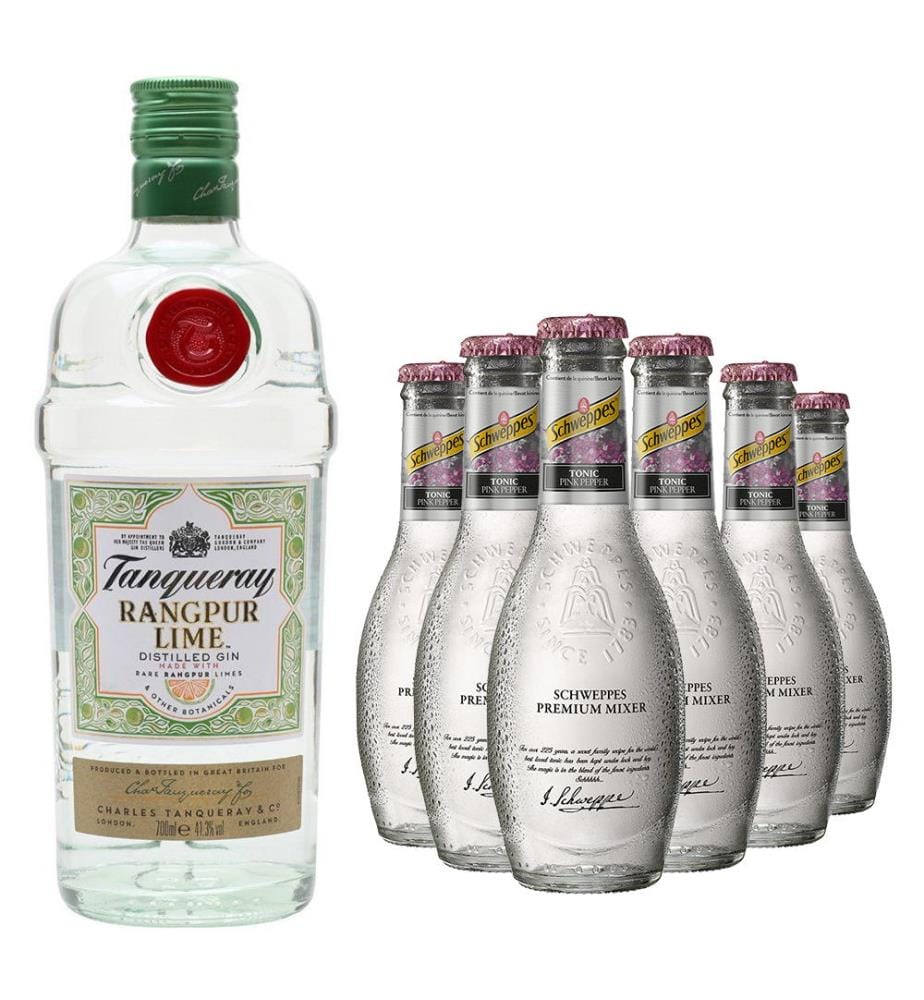 Tanqueray Rangpur Gin + 6x Schweppes Pink Pepper Tonic - 1 x 70 cl + 6 x 20 cl