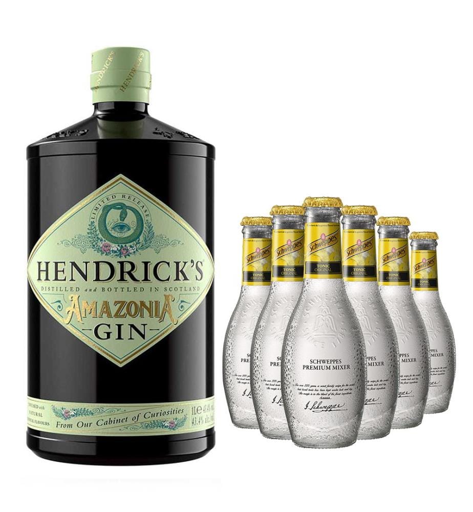 Hendrick's Amazonia Gin + 6x Schweppes Schweppes OriGinal Tonic & Lime - 1 x 100 cl + 6 x 20 cl