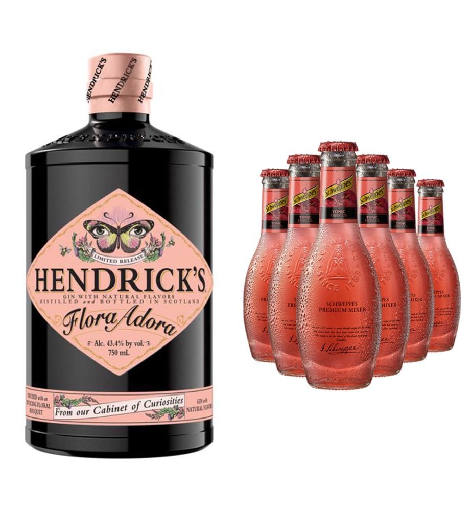 Hendrick's Flora Adora Gin + 6x Schweppes Selection Hibiscus Tonic - 1 x 70 cl + 6 x 20 cl