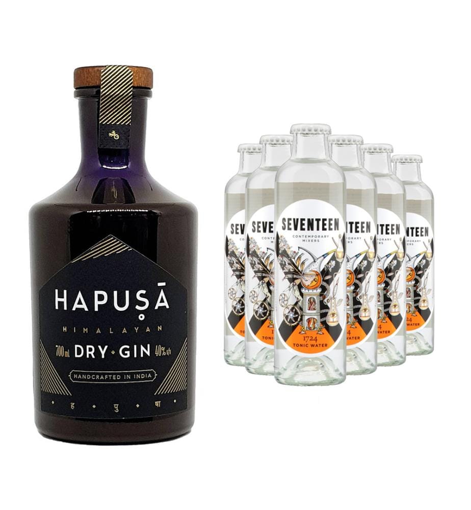 Hapusa Himalayan Dry Gin + 6x 1724 Tonic Water - 1 x 70 cl + 6 x 20 cl