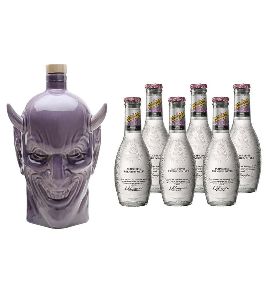 Fallen Angel Blackcurrant Gin + 6x Schweppes Selection Tonic & Pink Pepper - 1 x 70 cl + 6 x 20 cl