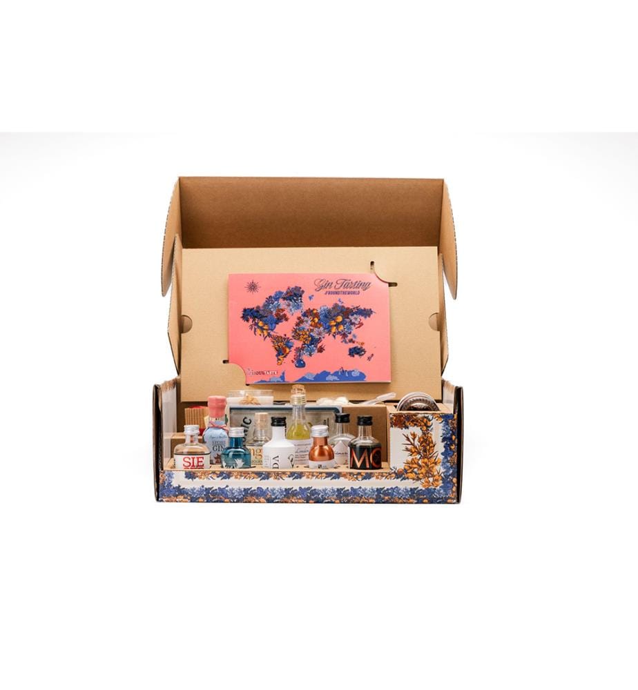 LiquiTaste Gin Tasting Box #ROUNDTHEWORLD - Hibiscus (sans Tonics) - 1 x 54 cl, 12 x 20 cl