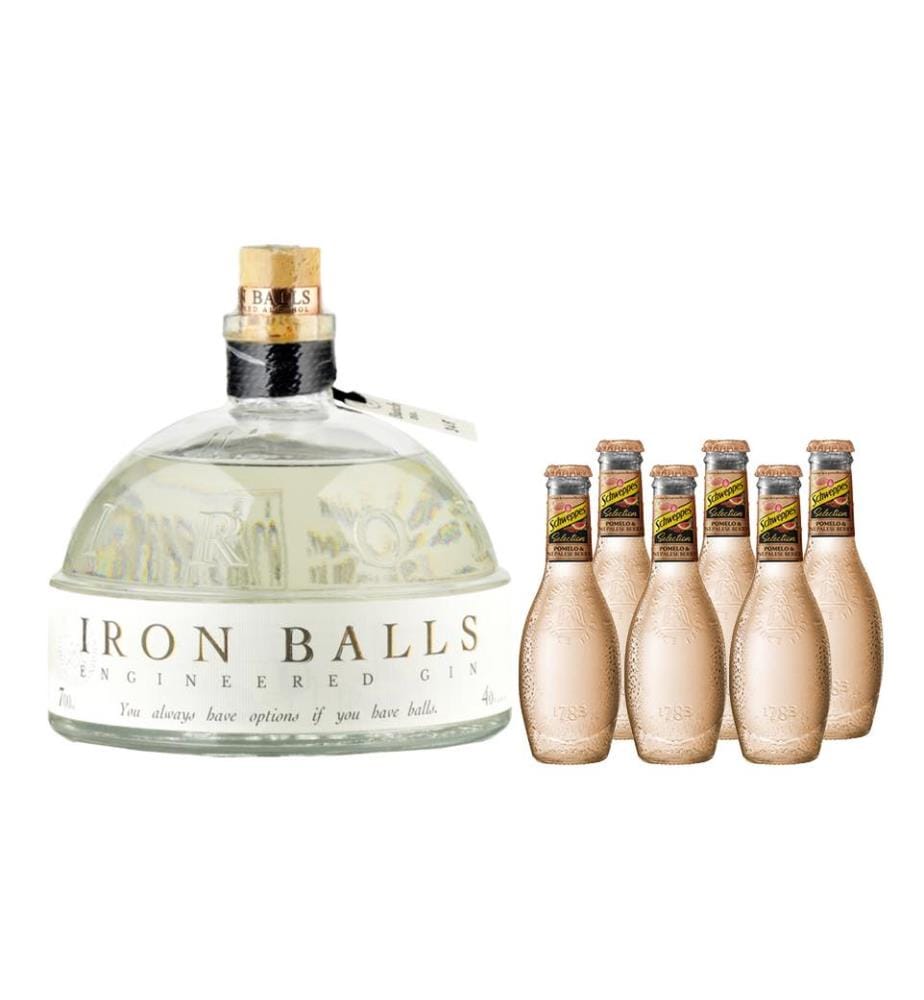 Iron Balls Gin + 6x Schweppes Selection Pomelo Tonic - 70 cl