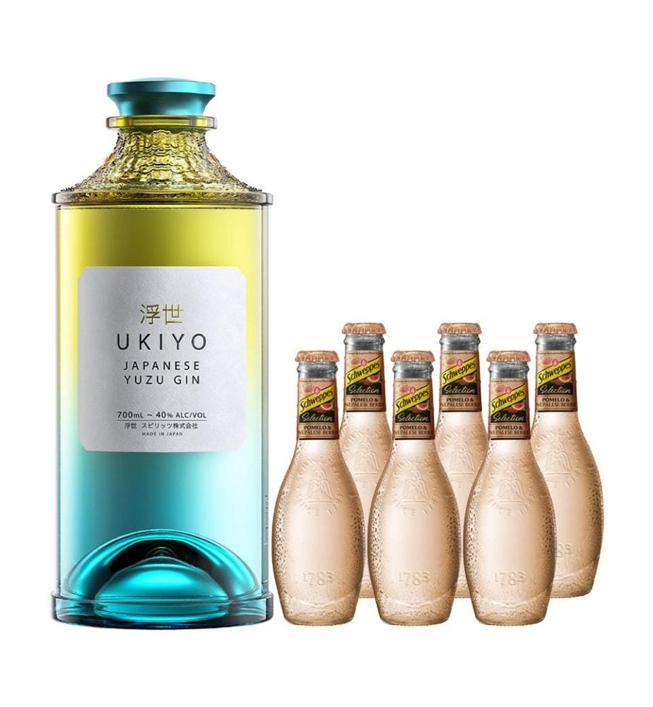 Ukiyo Yuzu Citrus Gin + 6x Schweppes Selection Pomelo Tonic - 70 cl