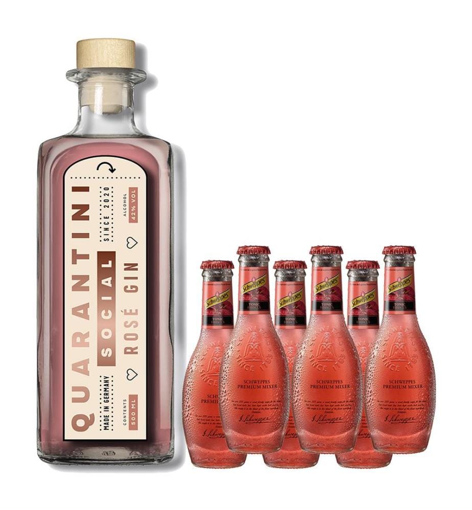 Quarantini Social Rosé Gin + 6x Schweppes Selection Hibiscus Tonic - 50 cl + 6 x 20 cl