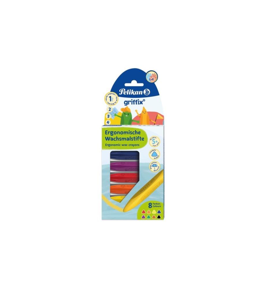 Pelikan Crayons de cire Griffix 8 couleurs