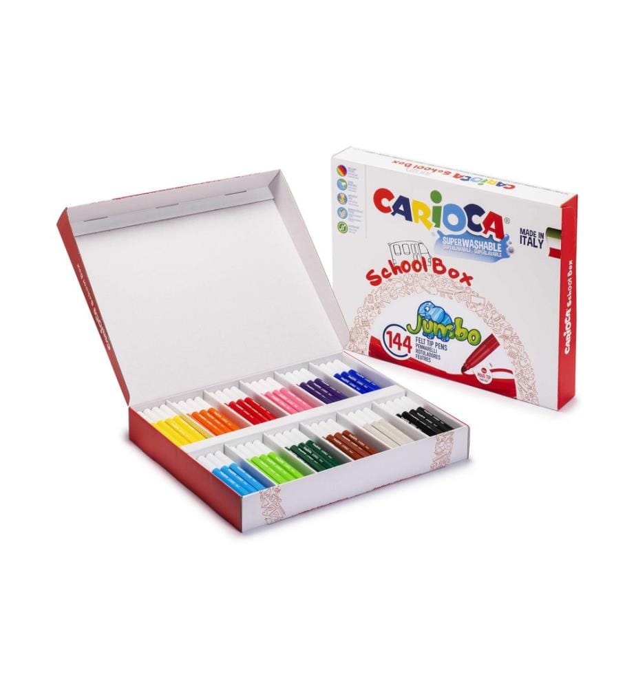 Carioca Marqueurs à fibre Schoolbox Jumbo 144 pièces