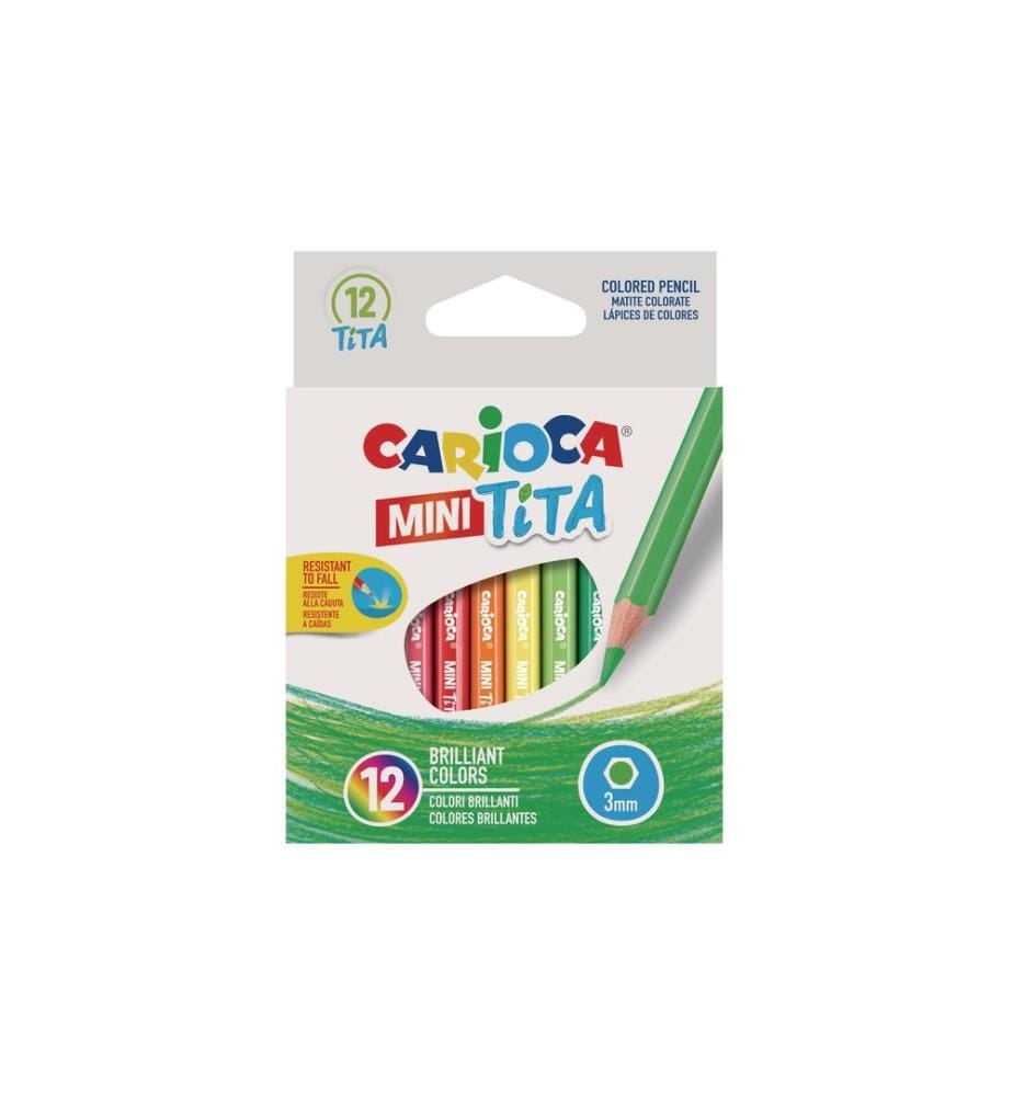 Carioca Crayons de couleur Mini Tita 12 pièces, Multicolore