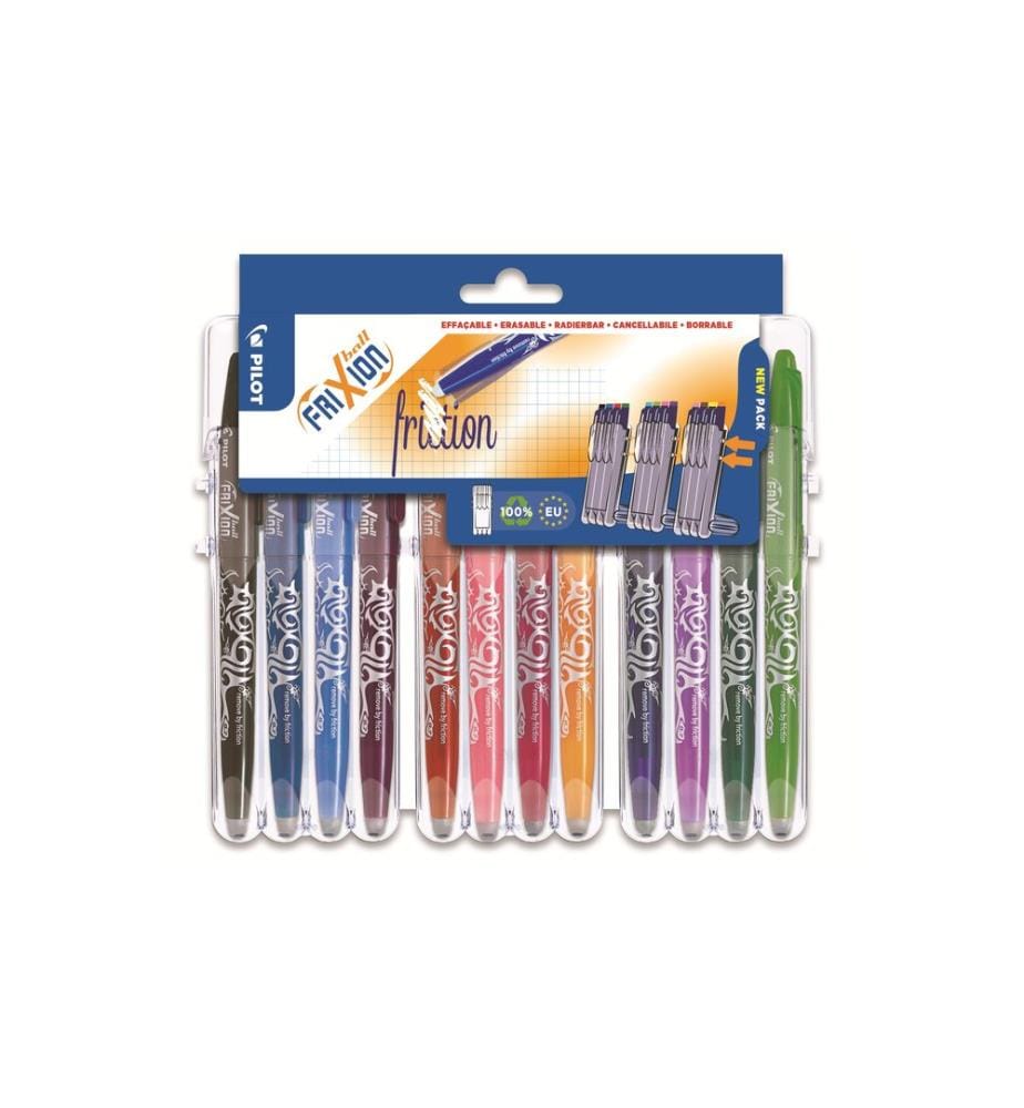 Pilot Stylo roller FriXion ball Set2Go 0.7 mm, Multicolore, 12 pièces
