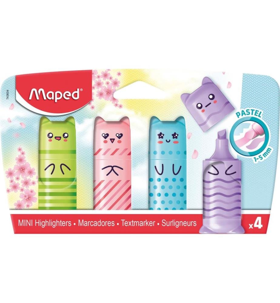 maped surligneur Mini-boîte Pastel, lot de 4