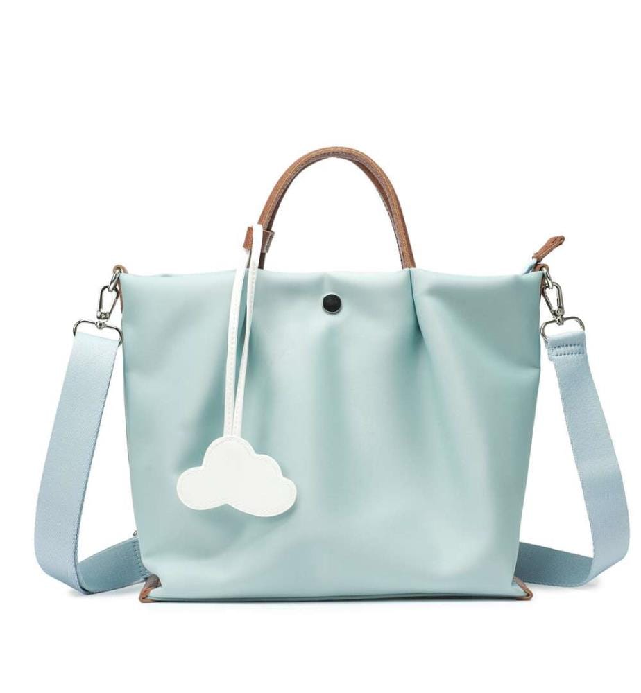 Sac fourre-tout léger en nylon résistant à l'eau, avec finitions en cuir - Bleu