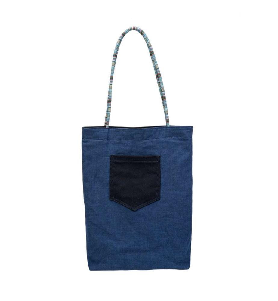 Sac fourre-tout réversible en ramie et lin - Bleu marine