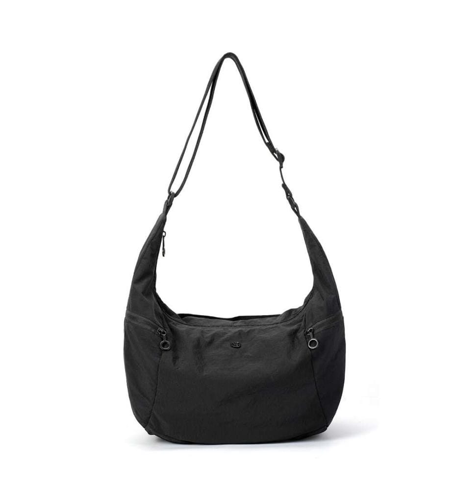 Sac à bandoulière en nylon résistant à l'eau, motif croix en croissant - Noir