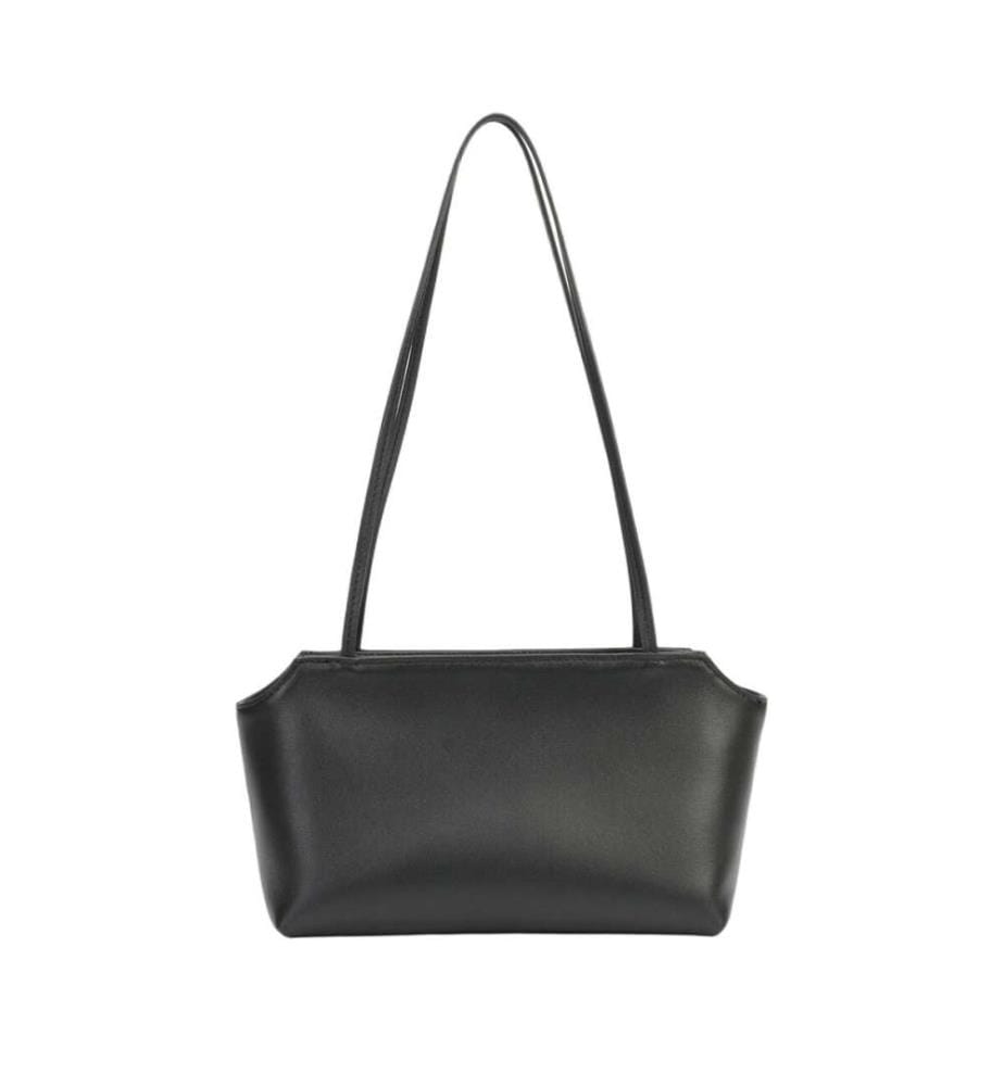Sac à bandoulière trapézoïdal en cuir de chèvre - Noir