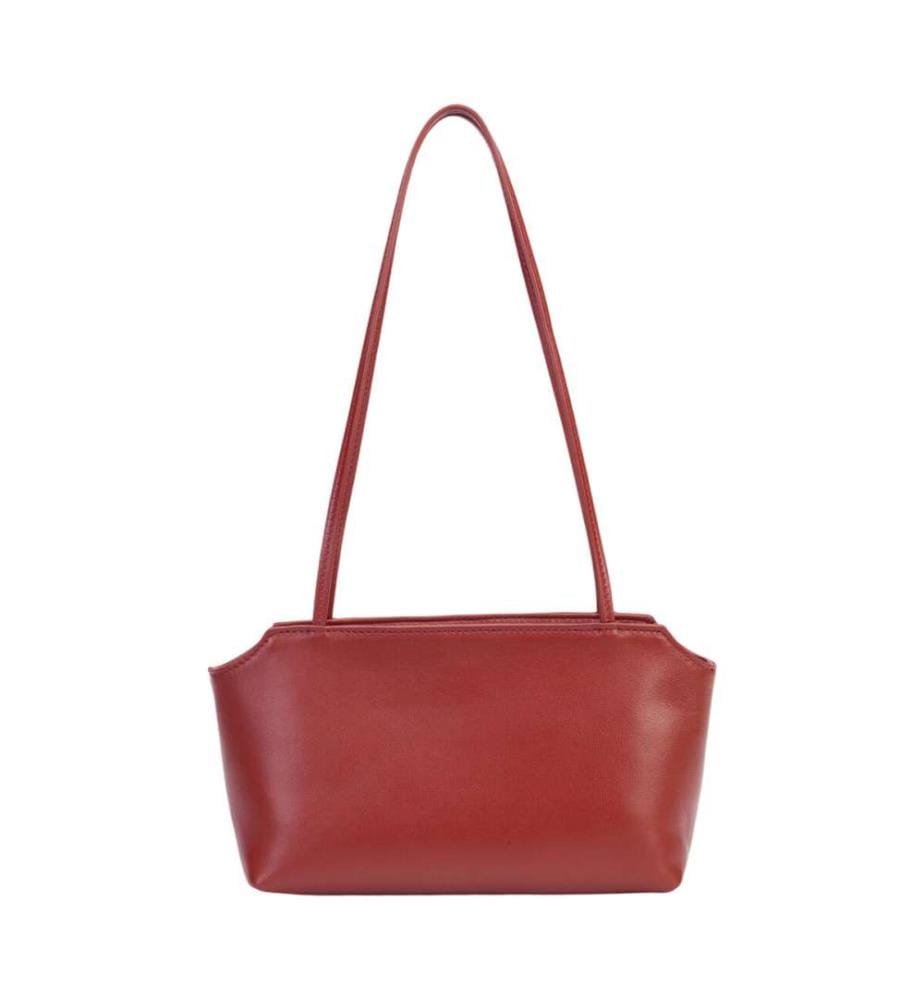Sac à bandoulière trapézoïdal en cuir de chèvre - Rouge